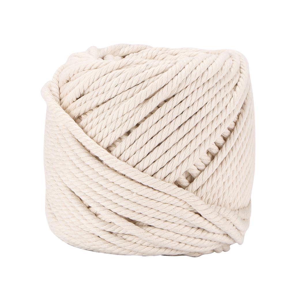 Thinsont Macrame Cord 6mm Natural Macrame Cotton Rope Soft Cotton Cord  Craft Knitting Braiding Thread 5mm*65M